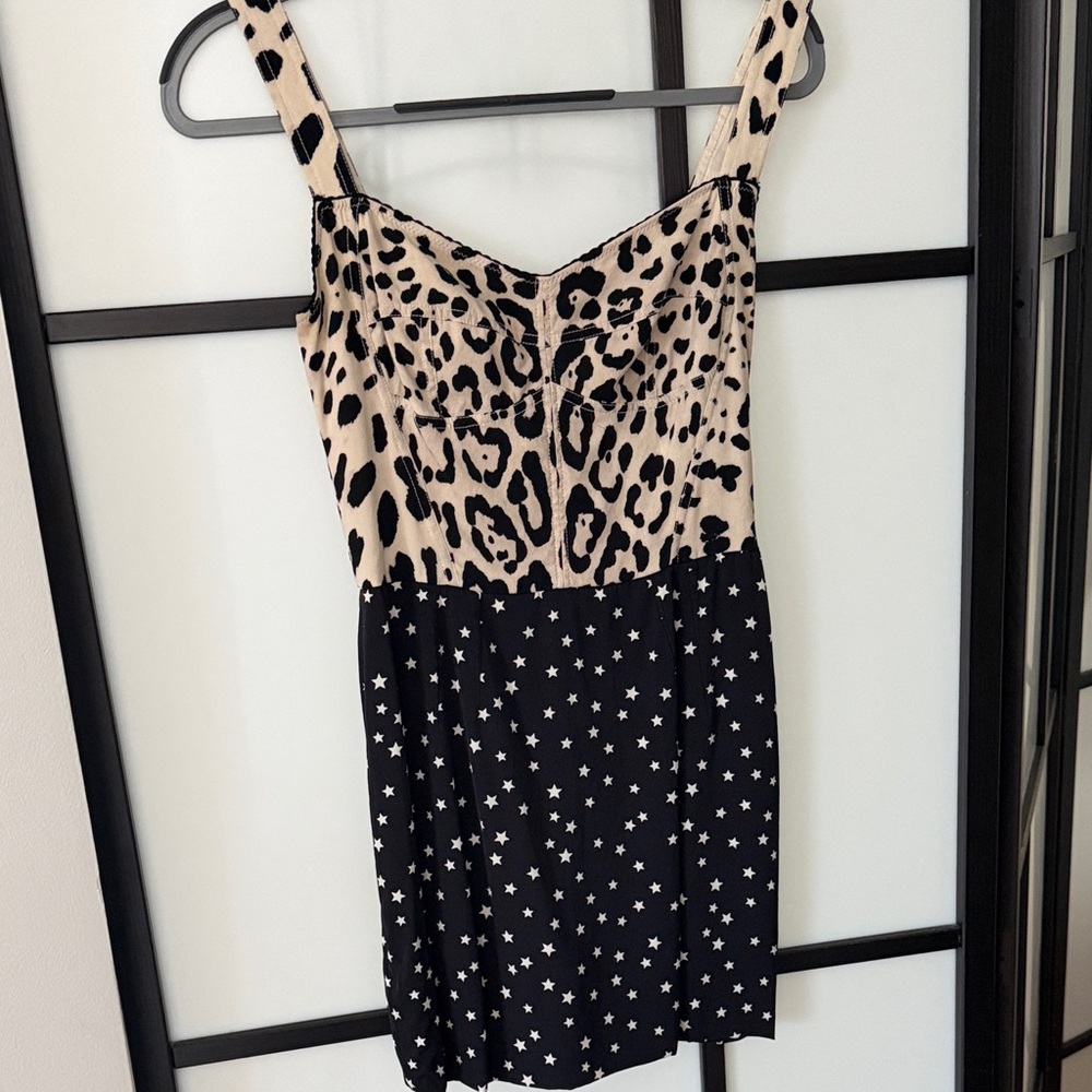 Dolce & Gabbana Beige and Black Patterned Dress